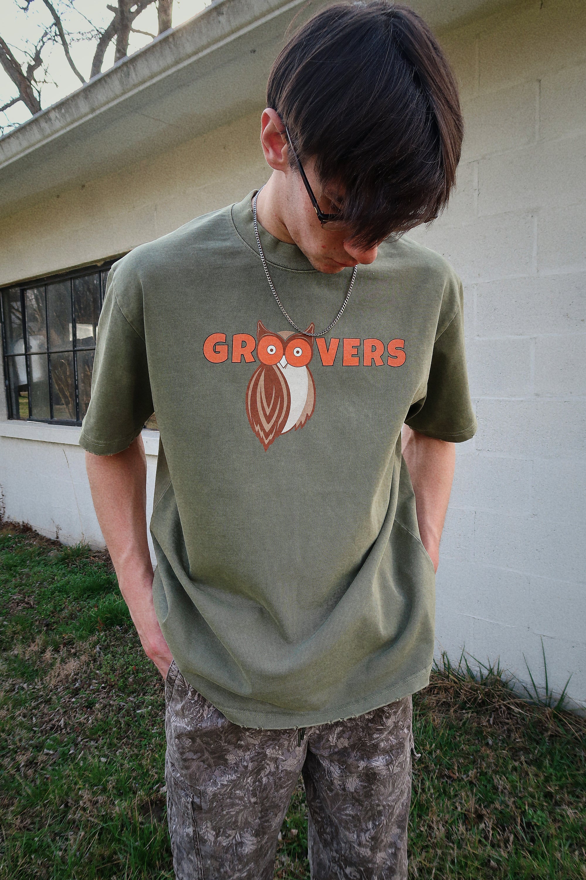 Groovers Heavyweight Frayed T-Shirt (Khaki)